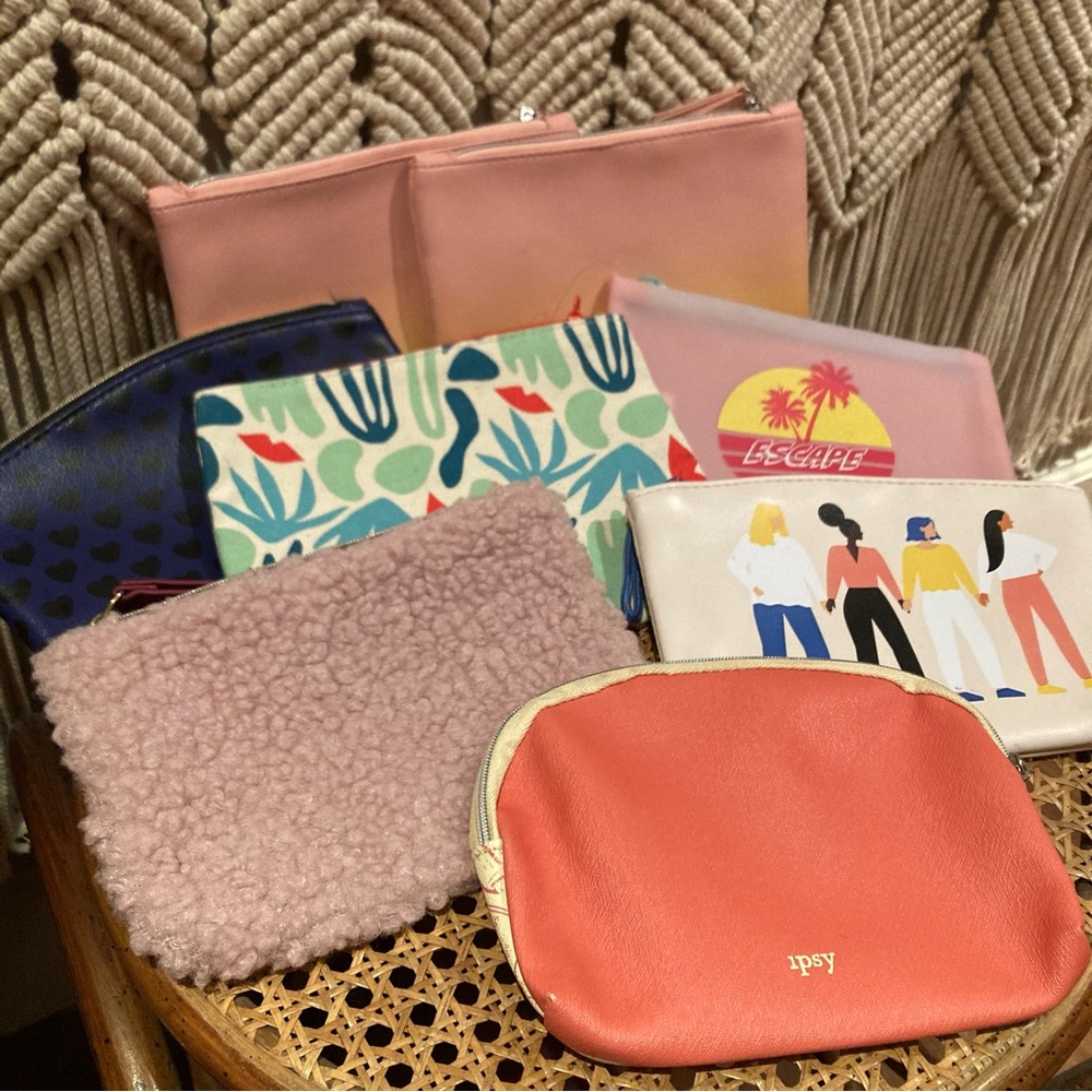 Lot of 8 IPSY Glam Bag Cosmetic Pouches